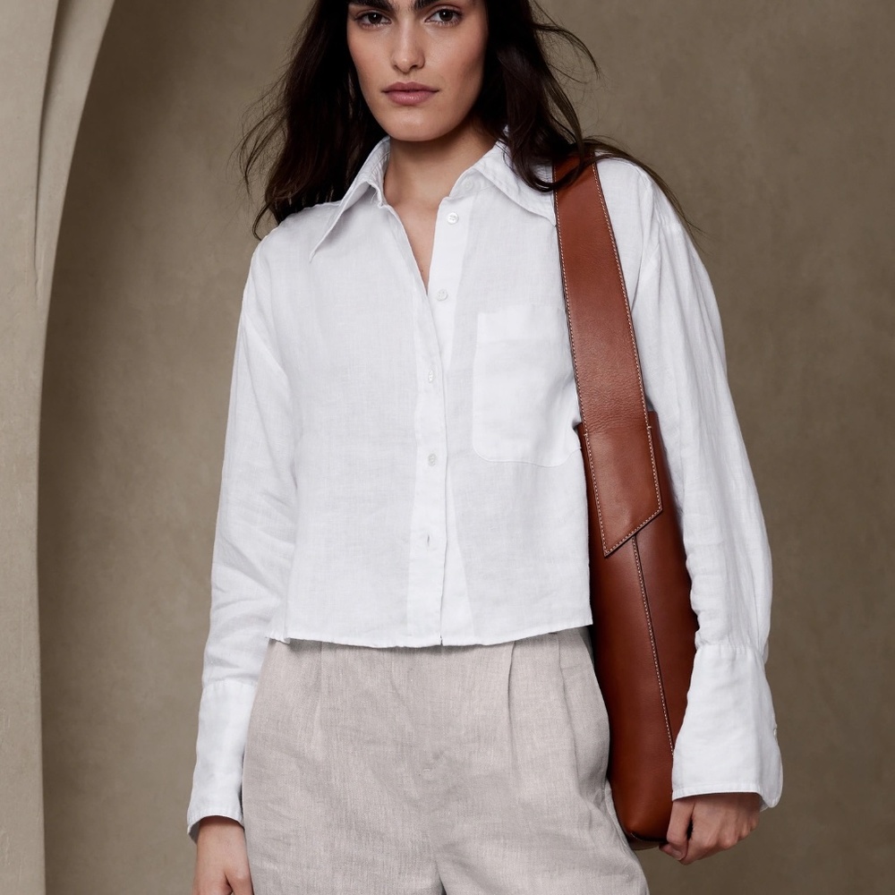 Banana Republic THE BOXY CROPPED LINEN Shirt - As New